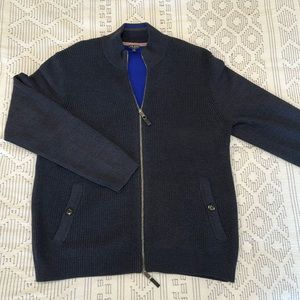 Ted Baker Mens Full Zip Cardigan Navy 6 / XL